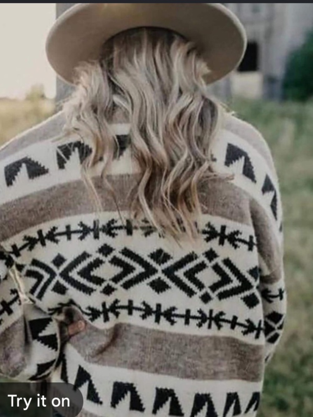 Cozy Aztec Knit Sweater - Cream & Brown